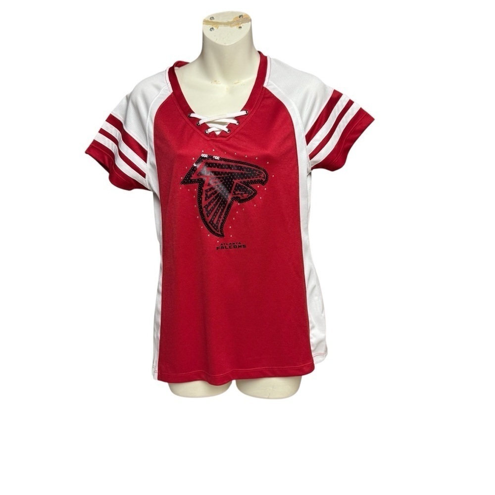 Majestic brand Atlanta Falcons NFL Red and White Sports Jersey size M